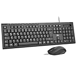 Rii Kabelgebundenes Tastatur-Maus-Set, PC Tastatur mit Kabel,...
