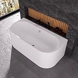ECOLAM Vorwandbadewanne halb freistehende Badewanne 160x75 cm Vigoo Wall I...