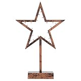 20 LED warm weiß Dekoleuchte Stern Rahmen bronzefarben Batterie Timer...