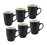 Kaffeebecher 6er Set je 340 ml - schwarz matt/innen beige - Kaffeebecher...