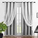 GAIFNAG Kurze Gardinen Kinderzimmer Ösenschal 250 x 150 cm Blickdichter...