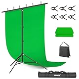 EMART Greenscreen mit Ständer, 2 x 2 m Hintergrund Ständer mit 1,5 x 2 m...