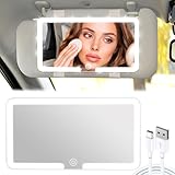 Lypumso Auto Kosmetikspiegel, Auto Sonnenblende Spiegel LED mit 3...