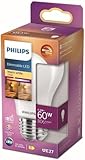 Philips LED Classic E27 WarmGlow Lampe, 60 W, Tropfenform, dimmbar, matt,...