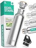 freigeist Trinkflasche Edelstahl 1l einwandig mit Gratis Sportverschluss -...
