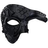 Ubauta Steampunk Metal Cyborg Venezianische Maske,schwarze Maskerade Maske...