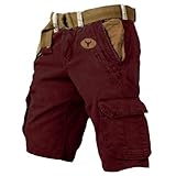 Udbeksid Kurze Hosen Herren Cargo Shorts Baumwolle Bermuda Shorts Sommer...