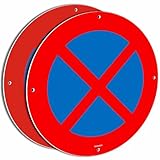 Ashoaza 2 x Parkverbotsschild aus Aluminium, Metall, rund, Verkehrszeichen...