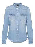 VERO MODA Damen Vmmaria Denim Slim Shirt Mix New Noos Bluse, Light Blue...