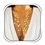 Handcess Boho Pailletten Halskette Gold Quaste Halsketten Kette Punk...