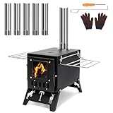 GFTIME Zeltofen 53x30cm Tragbarer campingofen mit 5-Schornstein und...