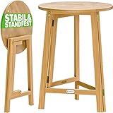 Casaria® Stehtisch Holz Klappbar 110cm Hoch Ø80 cm Rund Akazie Rustikal...