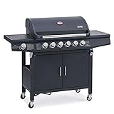 TAINO RED 6+1 Gasgrill Grillwagen BBQ Edelstahl-Brenner Gas-Grill schwarz -...