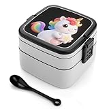 ine Rainbow Little White Horse Bento-Box, doppellagige Lunchbox für...