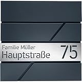 PRINTIMA Julia Gravur Briefkasten Anthrazit (RAL7016) mit Zeitungsfach:...