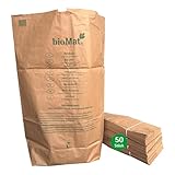 bioMat Kompostierbare Papiersäcke 240l aus Kraftpapier, 50 Papiertüten...