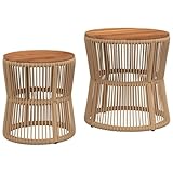 vidaXL Garten Beistelltisch 2 STK., Tisch mit Holzplatte, Gartentisch mit...