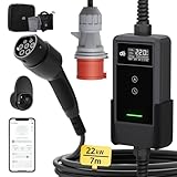 dé Mobile Wallbox/Ladestation 22kW Mit App [3-phasig|7m|6-32A] mit...