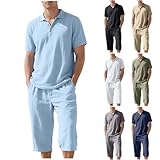 BFSWL Zweiteiler Herren Sommer Kurz – Kurzarm Poloshirt und Caprihose –...