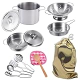GOLCUGYJH Edelstahl Pretending Cooking Utensils Kochgeschirr Set, Mini Play...