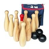 Holzspiel-Set, Rasen, Bowling, Hartholz, 10 Pins & 3 Bälle in einer...