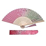 Kibon Faltbare Fächer, Handfächer, Bambusfächer mit Quaste für...