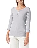 TOM TAILOR Damen Henley Longsleeve mit Streifen aus Bio-Baumwolle, 26053 -...