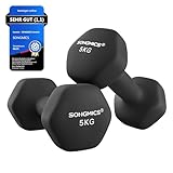 SONGMICS Hanteln, 2er Set, 2 x 5 kg, Hantelset, Kurzhanteln, Hexagon,...