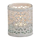 Vintage Kerzenglas Windlicht silber weiss in 8 cm - Modernes Windlichtglas...