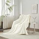 Luofanfei Flanell Kuscheldecke Wohndecke 180x200 Weiß Creme Samt Decke...