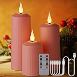 Poraschine Wiederaufladbare LED Kerzen mit 10-Tasten Fernbedienung, Outdoor...