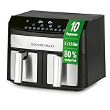 GOURMETmaxx Doppelkammer-Heißluftfritteuse 2x 3,5L - Edelstahl | Airfryer...