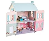 Bubblat Kids Puppenhaus aus Holz mit Vintage-Design, enthält 15...