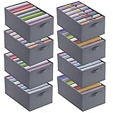 8 Stück Kleiderschrank Organizer, (44x30x20,5 cm), 7 breite Fächer, zur...