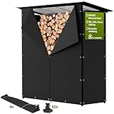 TTL Garden Kaminholzregal XXL 185x70x185cm - Brennholzregal mit Dach & 4x...