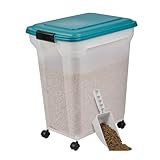 Iris Ohyama Hundefutter Aufbewahrung mit Rollen, 45L/15kg, Blau, Luftdichte...