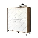 trendteam smart living - Touch - Sideboard - Weiß/Eiche - Highboard mit 4...