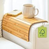 Praknu Sofatablett Armlehne - Flexible Couchablage aus FSC®-Bambus Holz -...