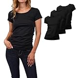 Basic Treasure 3er Pack Tshirt Damen Schwarz, Kurzärmliges Damen Shirt,...