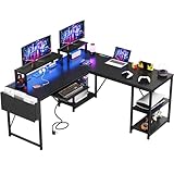 Flamaker Gaming Tisch l Form 140x140 cm - Eckschreibtisch mit RGB LED,...
