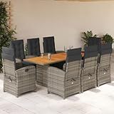 Kangqiling3212280 Gartenmöbel-Set, 9-teilig, mit Kissen aus Polyrattan,...