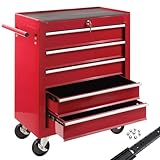 Arebos Werkstattwagen 5 Fächer | Rollwagen zentral abschließbar |...