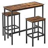 VASAGLE Bartisch mit Barhocker Set, Essgruppe, Stehtisch mit 2 Stühlen,...