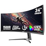 Gawfolk 34 Zoll Ultrawide Curved Gaming Monitor 120Hz, 1500R PC Bildschirm...