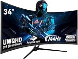 CRUA Gaming Monitor 34 Zoll (86cm Bildschirm) 3440X1440P WQHD 144Hz HDMI,...