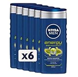 NIVEA MEN Energy Duschshampoo 6 x 250 ml, revitalisierender Duschschaum...