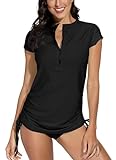 BesserBay Damen Bademode Rash Guard UV Shirts Kurzarm Tankini UPF 50+,...