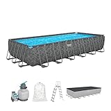 Bestway Pool-Set, rechteckig, 24 ft x 12 ft x 52 Zoll oder 7,32 m x 3,66 m...