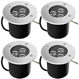 Goodia 4Stk. 3W Bodeneinbaustrahler 230V AC 280 Lumen IP67 Bodenstrahler...