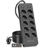 Steckdosenleiste 10-Fach, Steckerleiste mit 2 USB-A+ 2 USB-C(PD20W),...